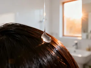 Zdrowe, lśniące i naturalnie kręcone włosy o wyraźnym skręcie, oświetlone miękkim porannym światłem.