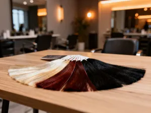 Elegancka butelka pianki do włosów i drewniana szczotka na marmurowym blacie w jasnej, słonecznej łazience.