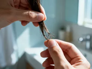 Profesjonalne przejście koloru od ciemnych nasad po jasny blond, wykonane techniką root smudge w salonie fryzjerskim.
