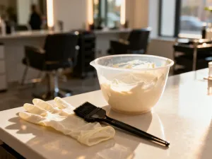 Elegancki, luźny kok z blond włosów w stylu boho, idealny jako szybka i stylowa fryzura na co dzień.